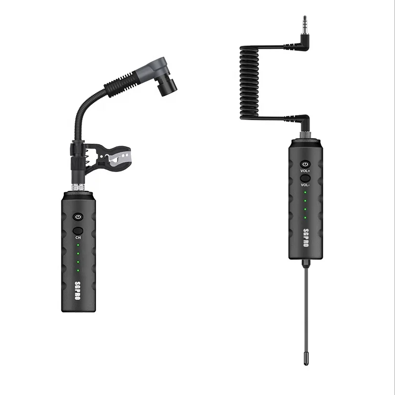 New design TR2 uhf saxophone trumpet clip on wireless microphone for Mobile phone active speaker audio mixer