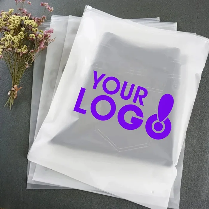 1pcs Custom frosted zipper bags, clear zip lock bag, high quality clothes plastic bag for Clothing Coat Jeans Hoodies Package