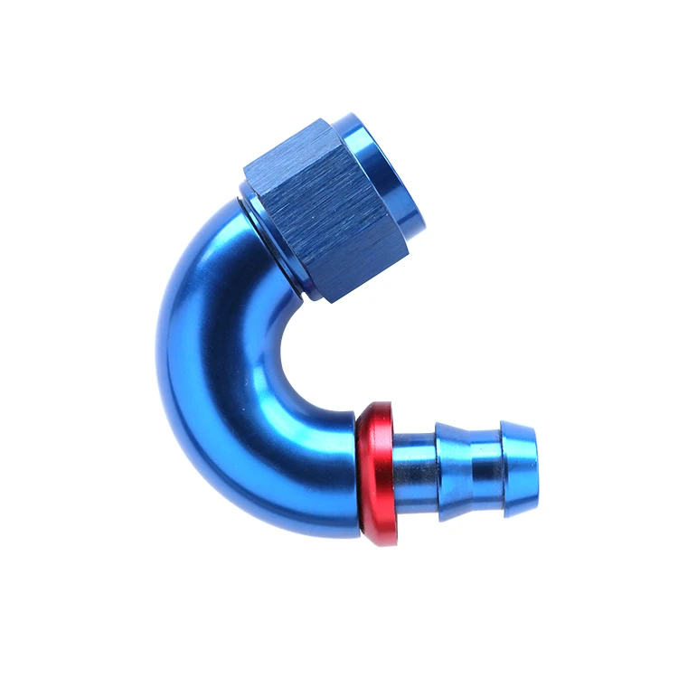 AoMei Performance 150 Degree uninterrupted One Piece Full Flow Barb Push Lock Hose End AN Fitting
