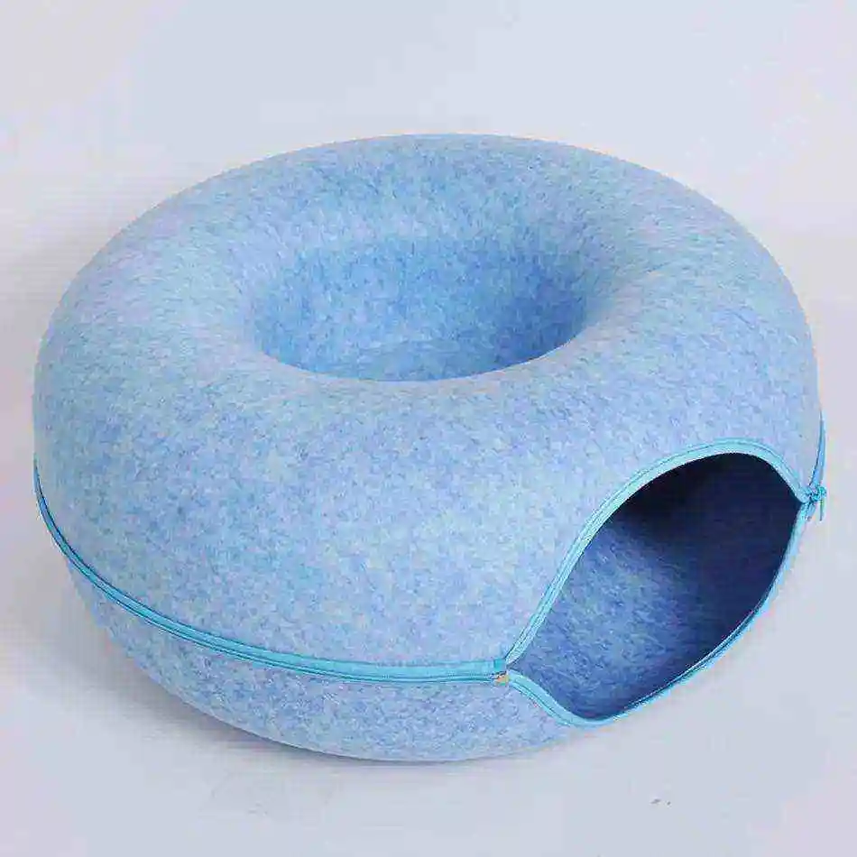 Custom Pet Products Wholesale Washable Luxury Large Cat Pet Dog Bed Felt Donut Cat Cave Fabric Tunnel For Pets