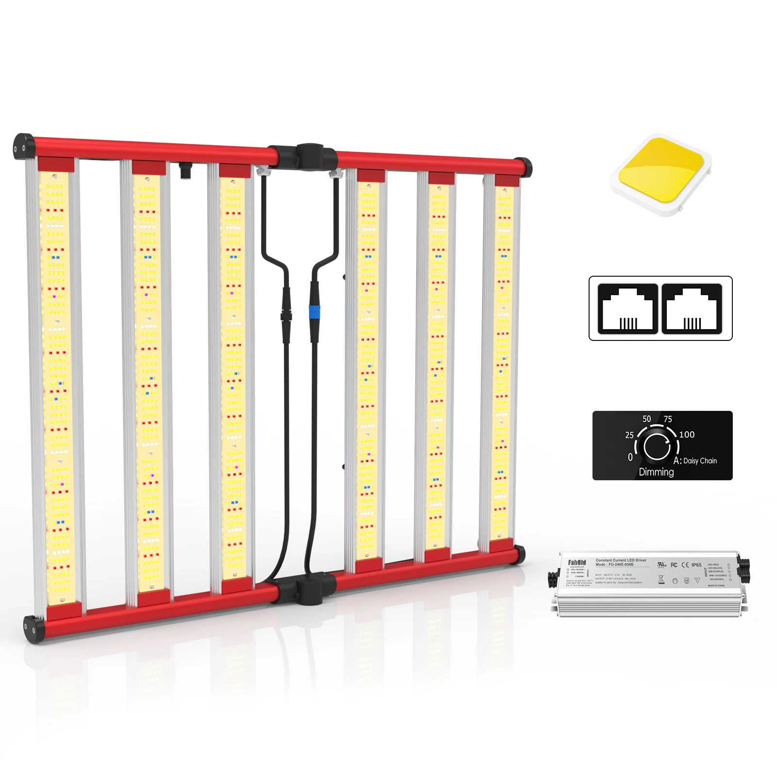 LED Light 6 Bars Greenhouse 320W Dimmable Hydroponic Plant Grow Lamp Full Spectrum Hydroponic Lamp LED Grow Light Bar