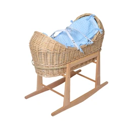 Eco-friendly Materials Handled Natural Woven White Baby Wicker Moses Basket For Sleeping