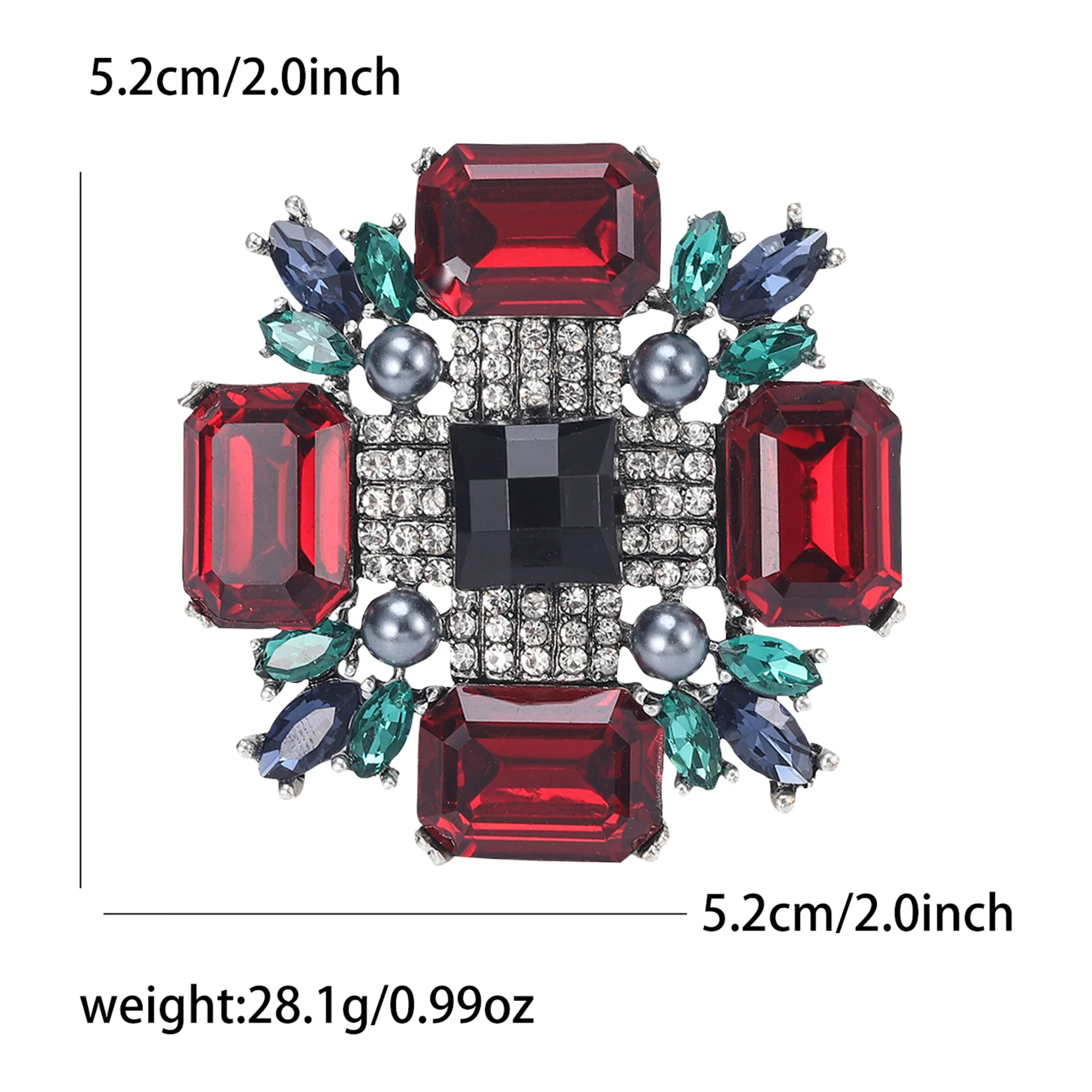 Exquisite Luxury Cross Flower Pearl Brooch Rhinestone Geometric Metal Vintage Dress Pins for Wedding Party Gift Jewelry Women