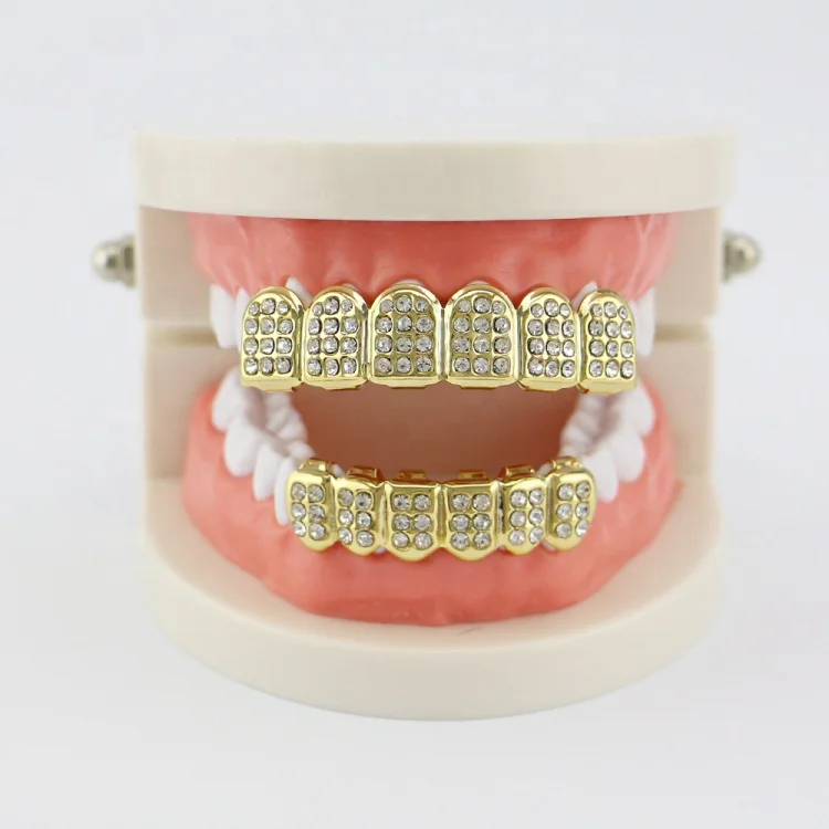 
Hip-hop Jewelry creative Copper Rhinestone Teeth Grillz set Jewelry Wholesale 