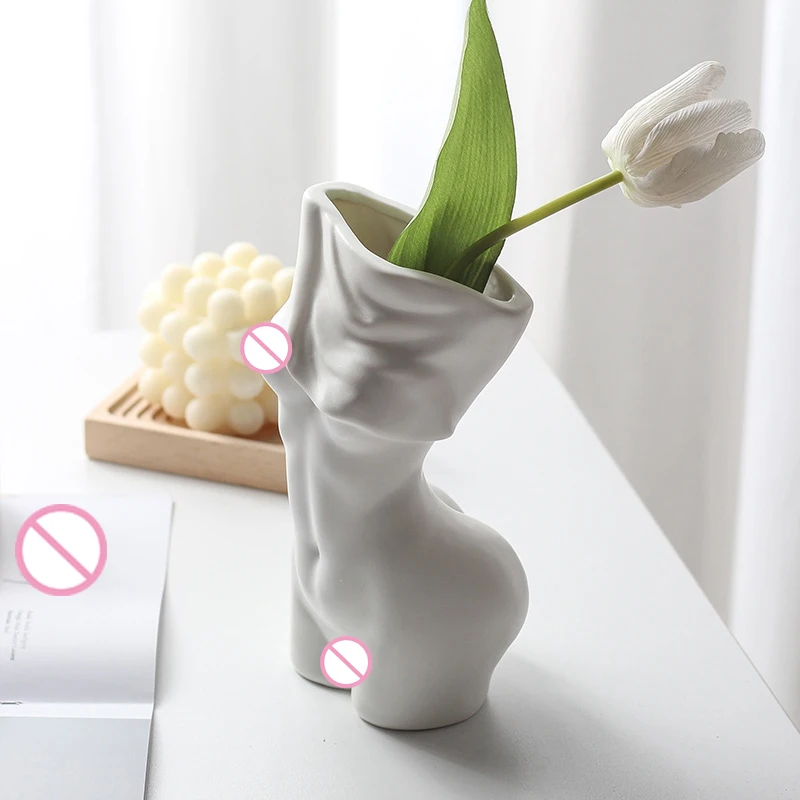 Human body ceramics flower arrangement female body art vase decoration
