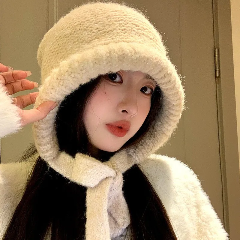 Осенние и зимние шапки ожерелья с защитой ушей шерстяные вязаные женские Балаклавы