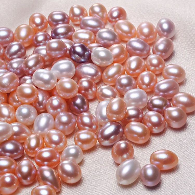 
Rice Shaped Pearl Bulk Cultured Keshi Pearl Button Top Beads With Hole Pink White Purple Loose Bead 