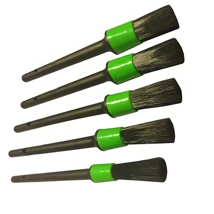 Amazon Detailing Brush Set - 5 Different Sizes Premium Natural Boar Hair Mixed Fiber Plastic Handle Auto Cleaning Brush