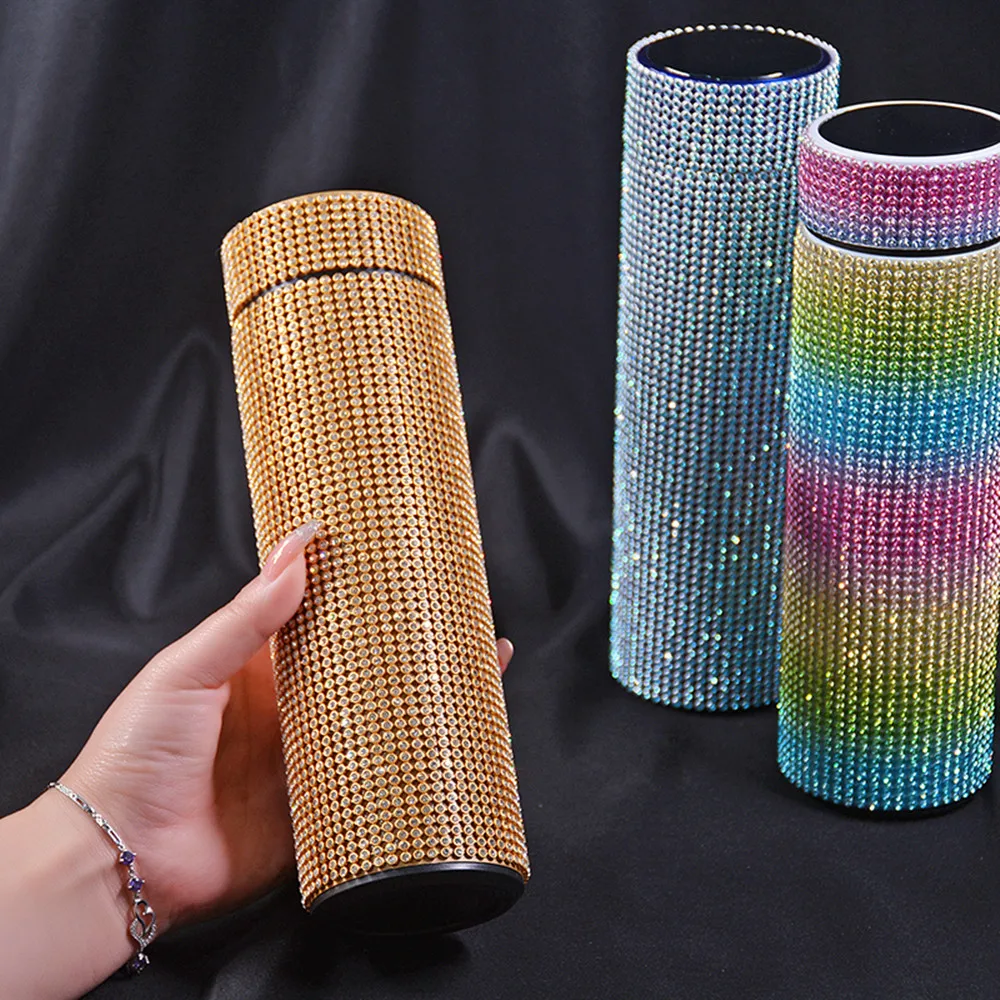 Outdoor Bottles 304 Double Wall Portable Bling Water Bottle Triangle Coffee Flask  Vacuum Insulated Tumbler Cup