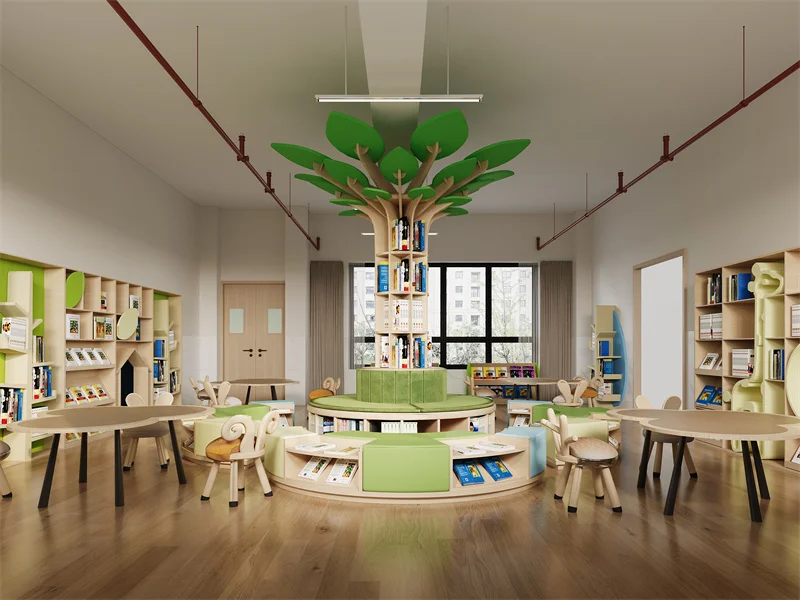 Chiquitos  Library Furniture Bookshelves Bookshop  Wooden kids Cabinet Rack Shelving kindergarten preschool hospital project