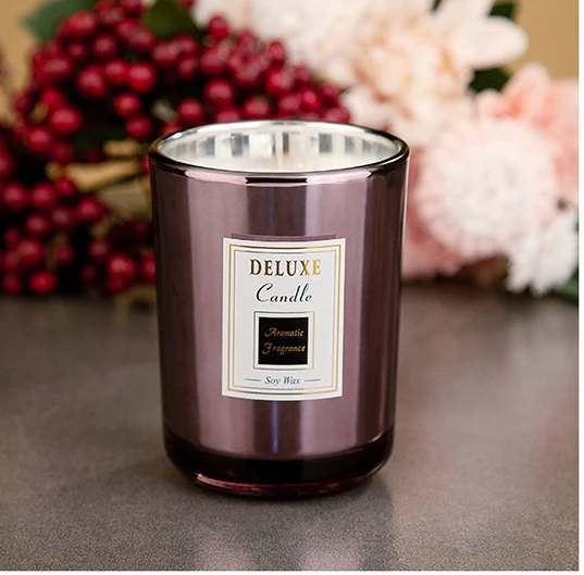 Free Sample Empty Golden Gray Brown Unique Round Modern Luxury Electroplate Glass Candle Jar