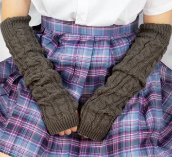 Winter Gloves Warm Knit Wool Fingerless Gloves Half Finger Cuff Gloves Long Mittens