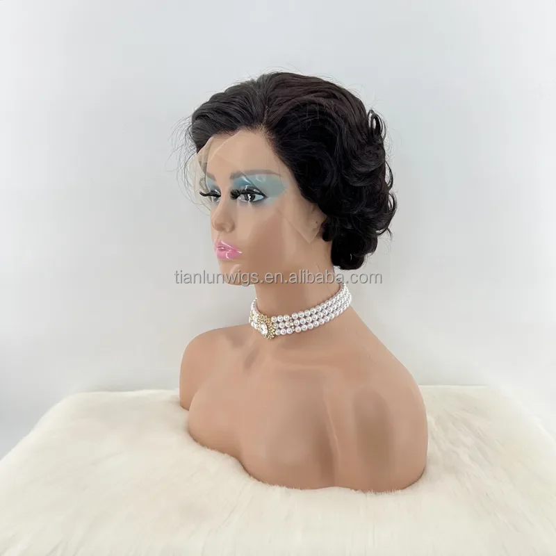 2023 13*4 Monroe#1B African and European wig headgear Ladies Pixie Wig Head Cover Front Lace Pixie Wig Head Cove