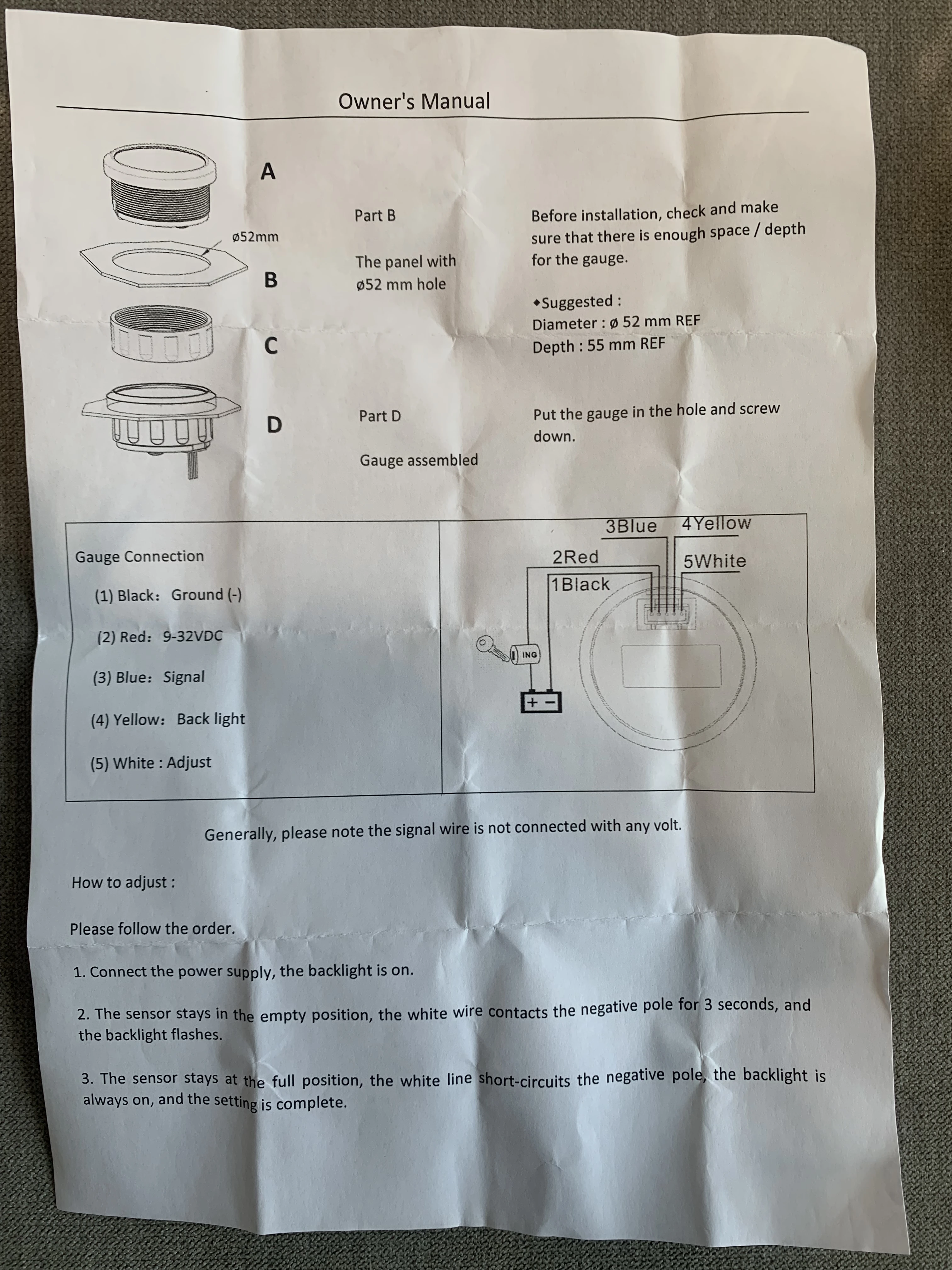 Fuel Tank Gauge RV Fuel Level Gauge Universal Marine for Boat Truck 0-190ohm 240-33ohm 240-30ohm 0-180ohm 10-180ohm Black