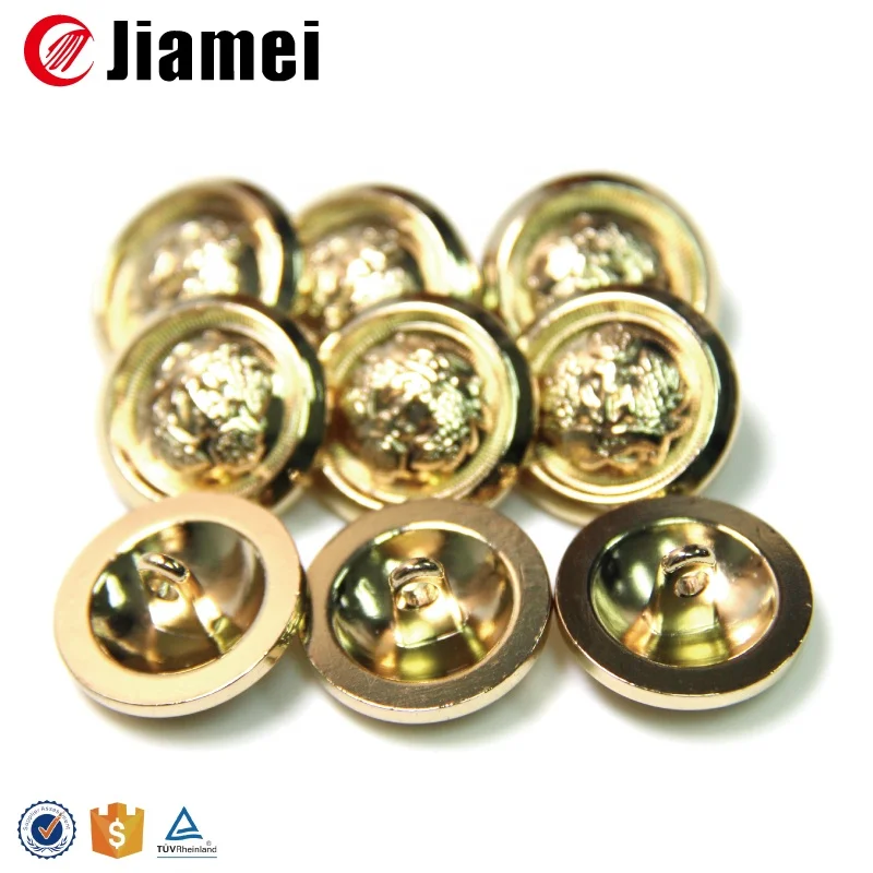 Buttons Embossed Metal Shiny Military Style Custom Gold Silver 1-hole Button Factory Shank Pattern Embossed Brass Round 15 Days