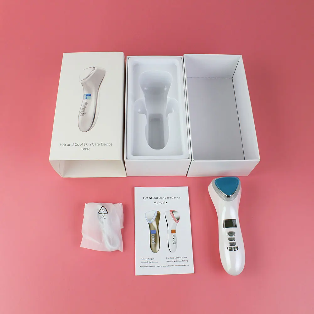 Home use red light therapy beauty product facial lifting skin care tool  remove make up acne treatment hot cold face massager