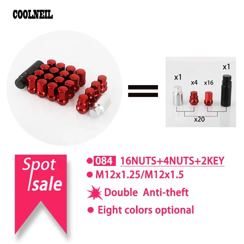 Автомобильные противоугонные гайки 12X1,25 мм для колесных болтов Audi, синий винт блокировки колеса