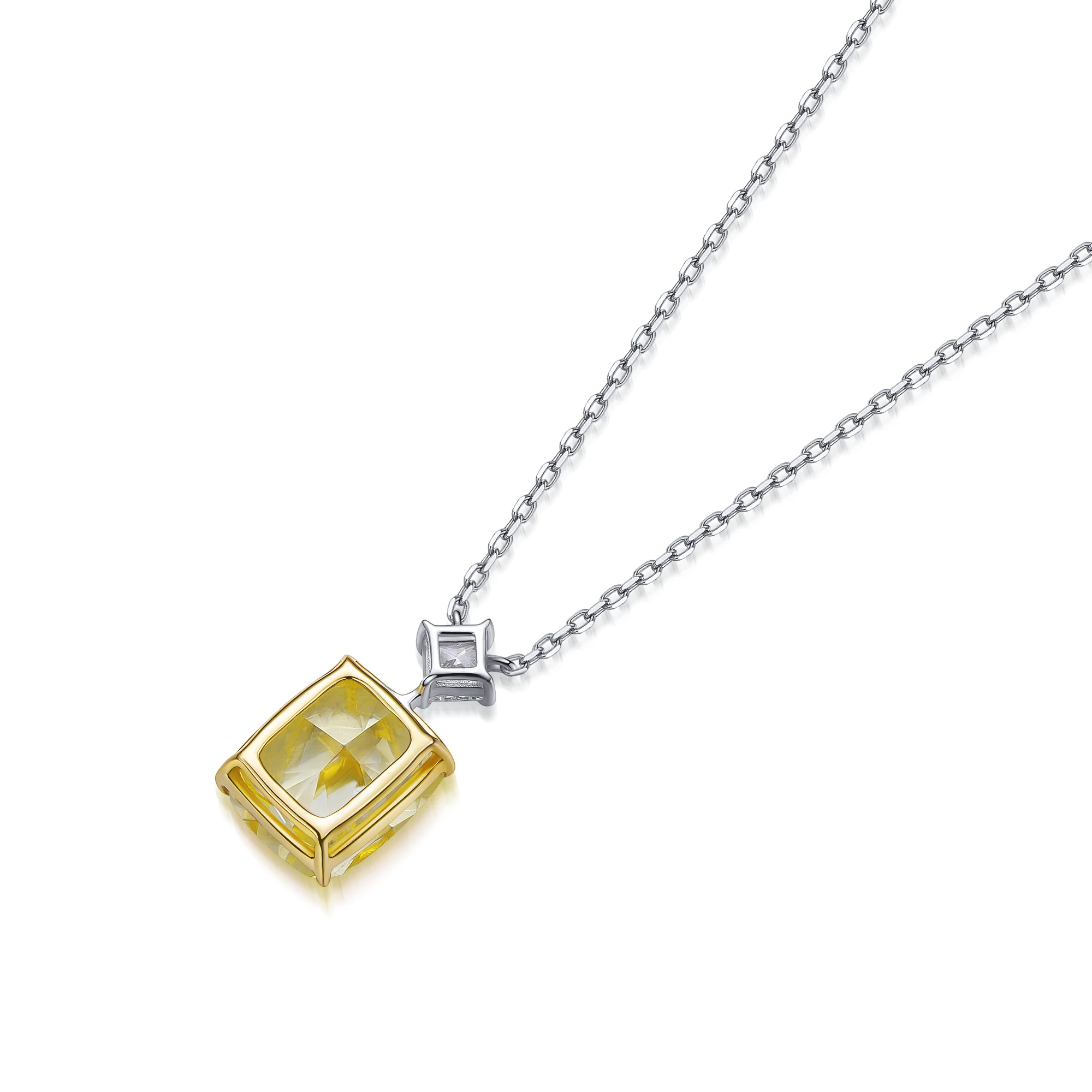 Лидер продаж серебряное ожерелье 925 стерлингового серебра Выращенный желтым бриллиантом кубический цирконий модные украшения для женщин