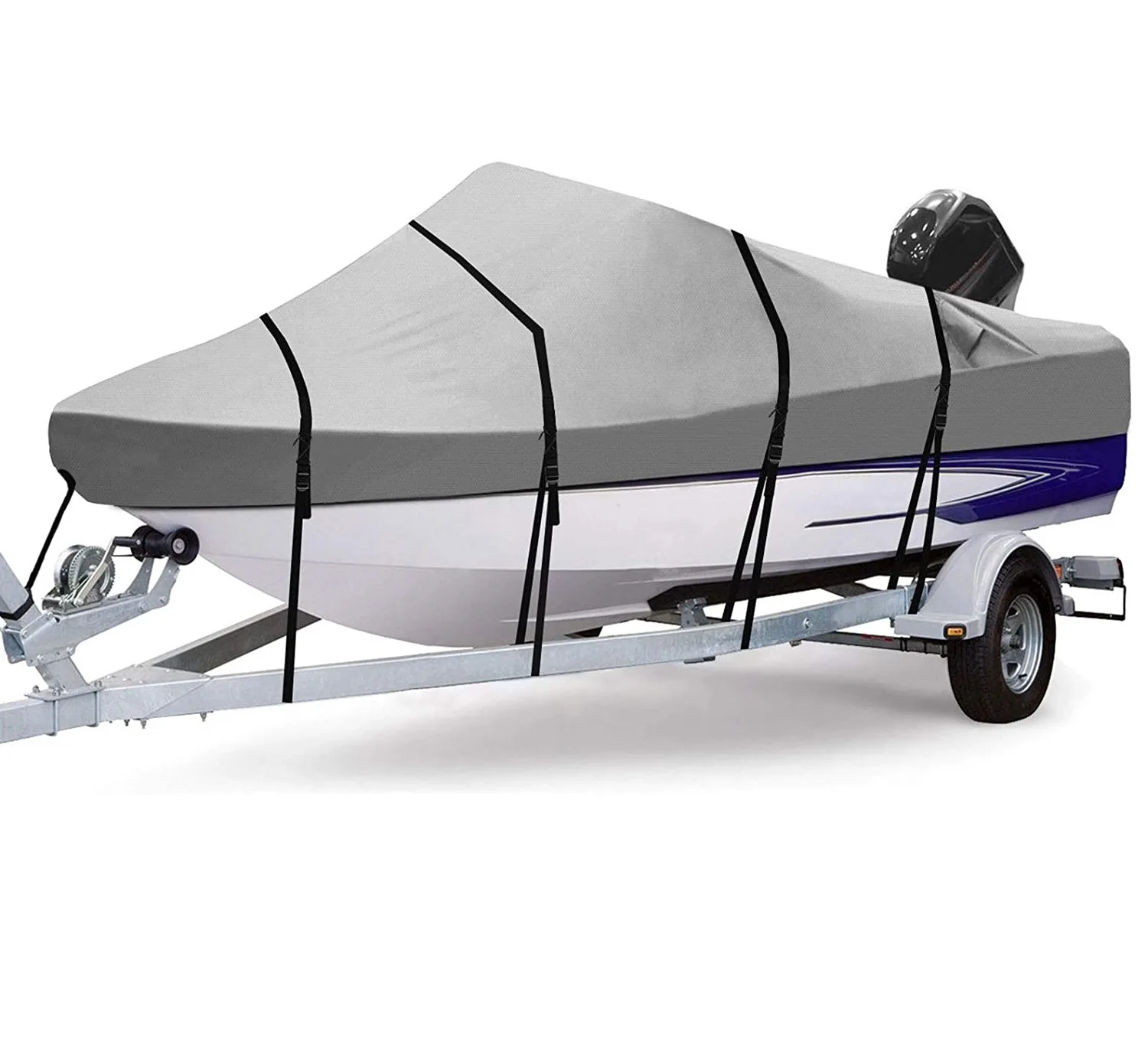 Водонепроницаемая крышка лодки из полиэстера для наружных досок V-Hull и ввода/вывода басов, крышка лодки с оградой и мотором