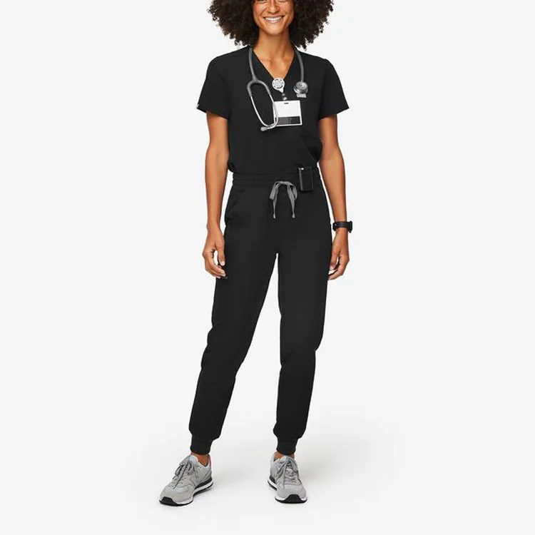 Hight Waisted Reusable Suits Jogger Style Doctor Nurse Scrub Suit Medical  Wholesale Uniform Black Hospital Scrubs Uniforms Sets