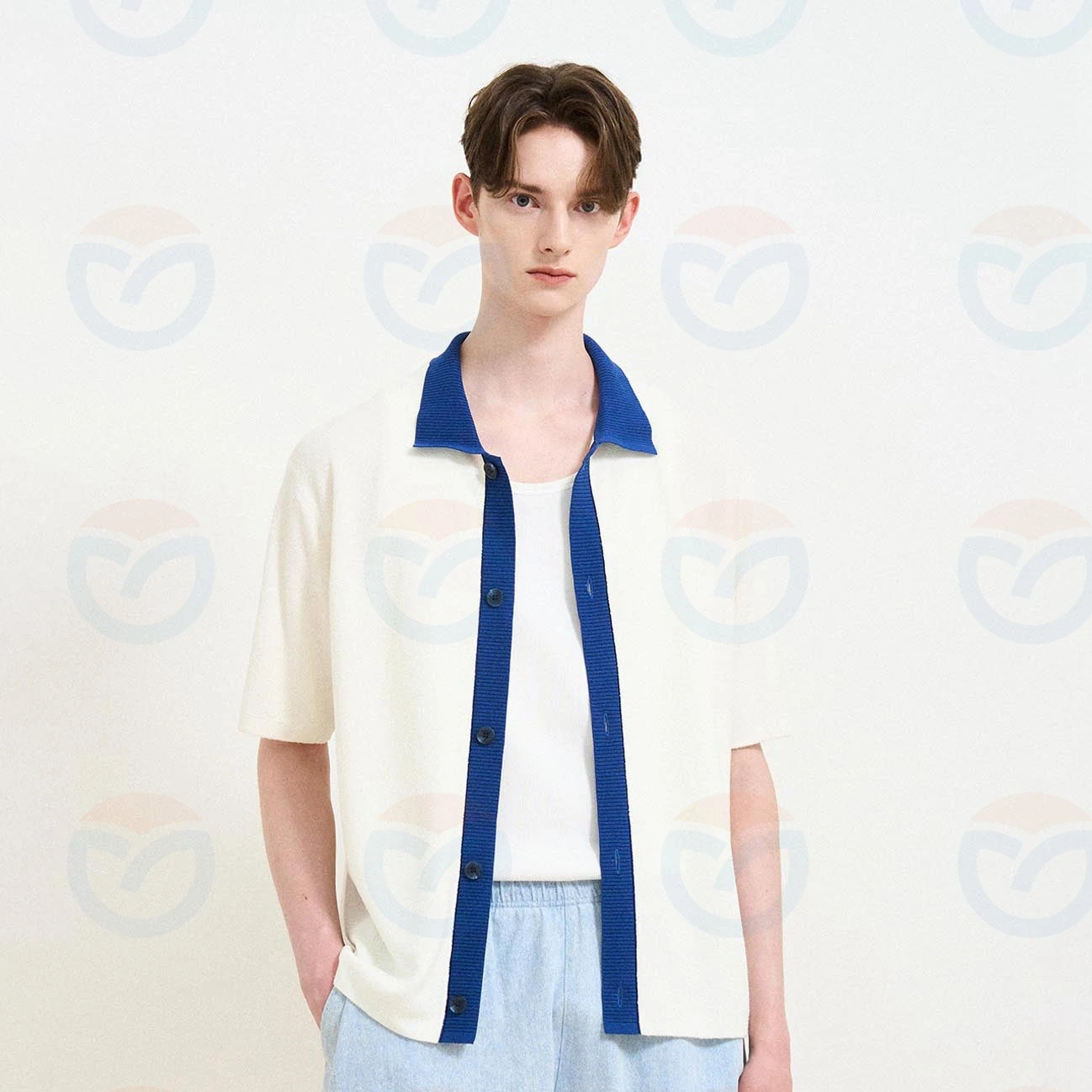 Custom OEM wool Intarsia knit jacquard pullover Embroidery logo knitted cotton oversized knitwear sweater for man