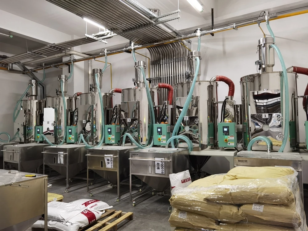 energy efficient multi function three-in-one compact industrial plastic materials dehumidifying dryer for extruder plant