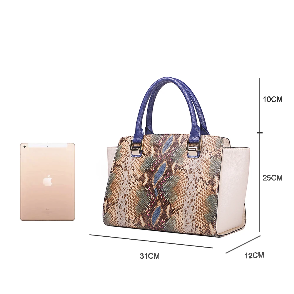 fashion stylish luxury genuine leather PU  ladies handbags designer bags Snakeskin tote