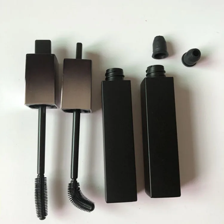 Square empty mascara tubes packaging with curved brush can be rotated tubing mascara wands tube with silicone head eyelash tube