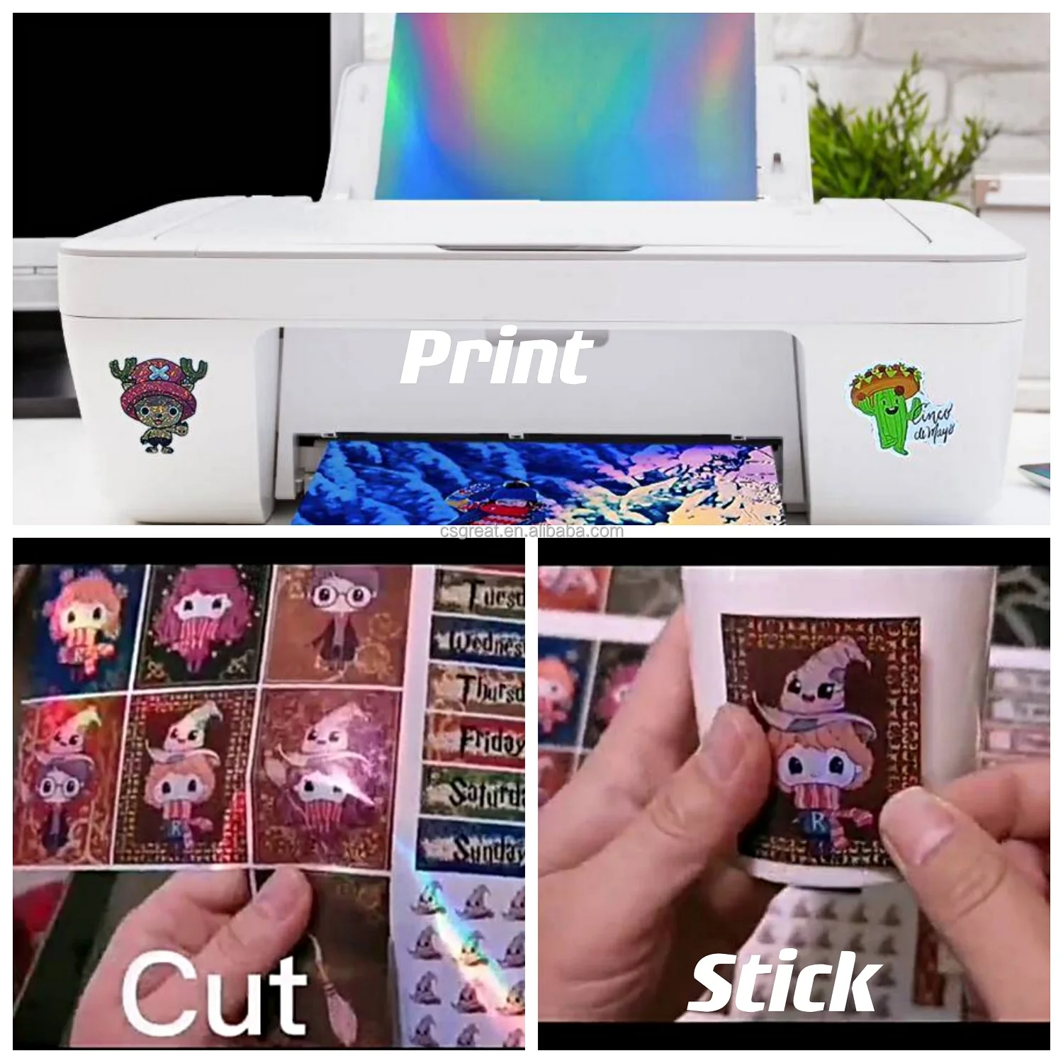 Premium Waterproof PET Printable A3 13x19 Sticker Vinyl Paper Sticker Paper A3+ Size Color Sticker Paper&vinyl for Laser Printer