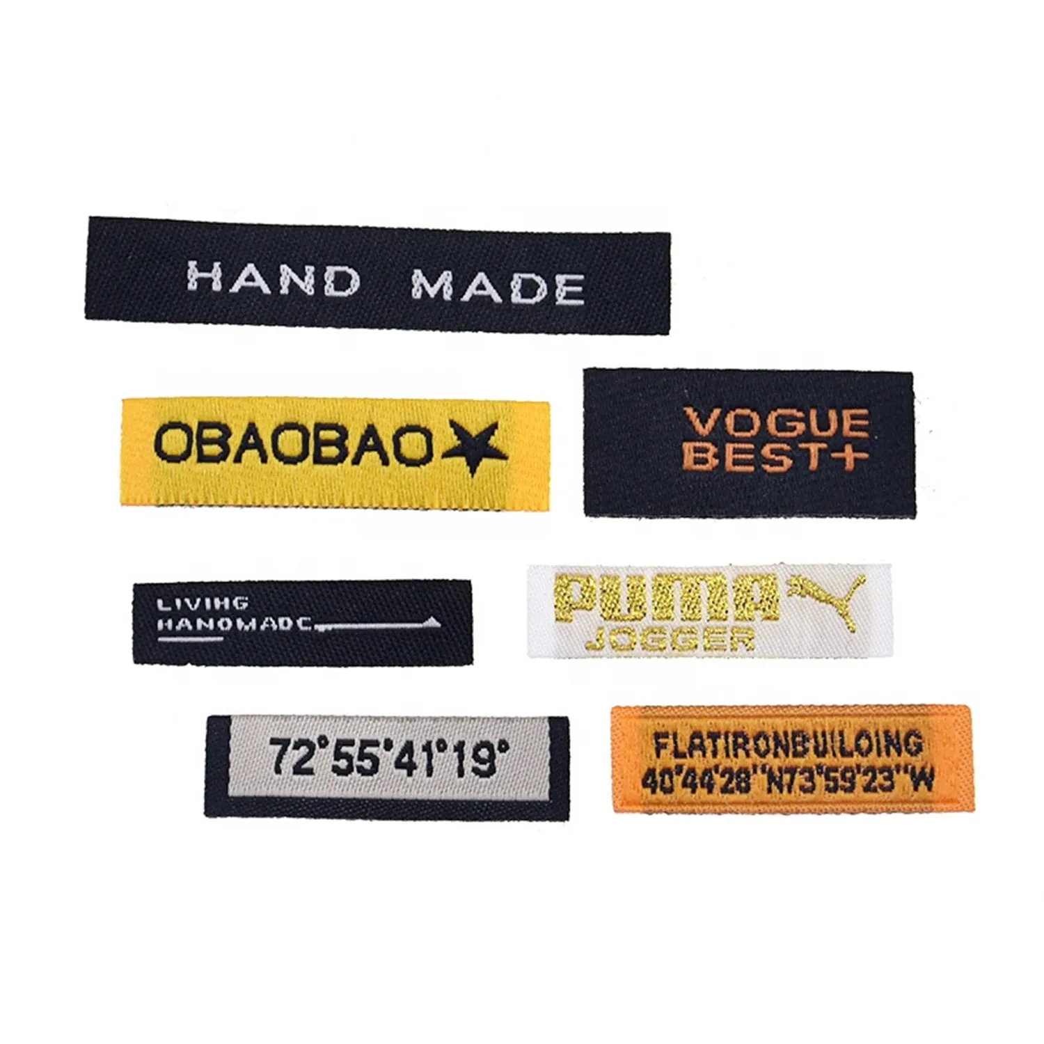 Custom private clothing brand personal design logo print woven label NO MOQ woven label