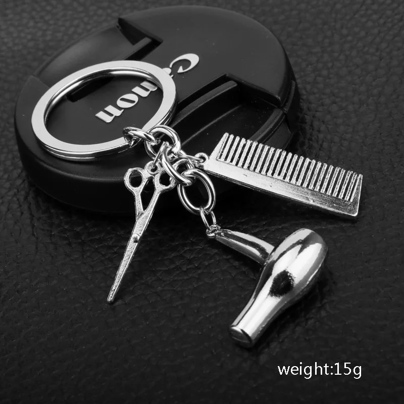 Wholesale wash cut blow key chain pendant hair scissors comb hair dryer Pendant car keychain quick sell explosive models