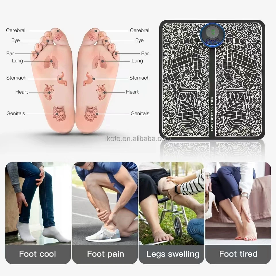 Portable USB Pedicure Foot Massager Mat Massage Pad EMS Tens Foot Massager machine For Home Use