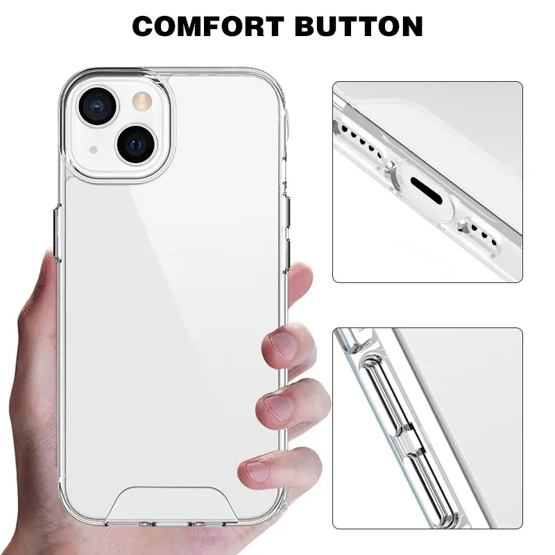 High quality Luxury space clear PC acrylic TPU  shockproof transparent phone case for iPhone 13