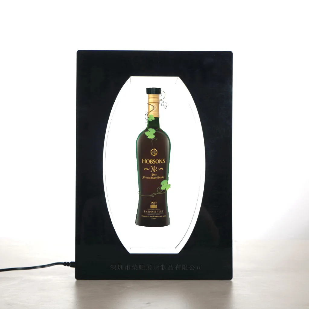 Store Exhibition Stand Liquor Wine Floating Display Magnetic Floating Beer Bottle Display Rack with led light