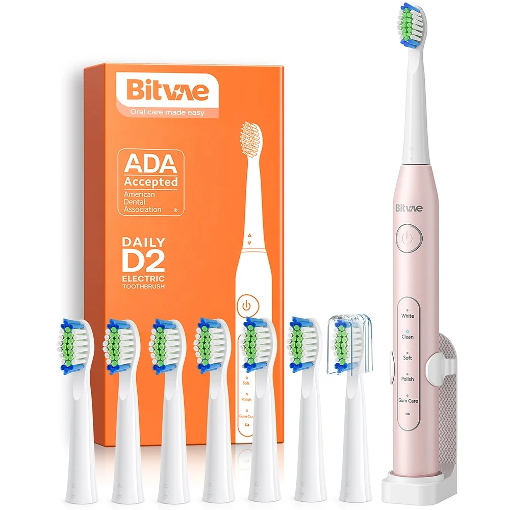 Bitvae BV D2 8 Toothbrush Heads Pink Smart Sonic Electric Toothbrush for Women