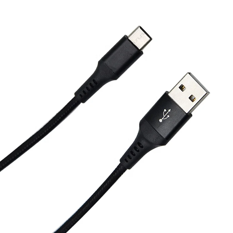  Кабель в алюминиевом корпусе с черной тканевой оплеткой USB 2 0 на Type C для быстрой передачи данных 1 м 3