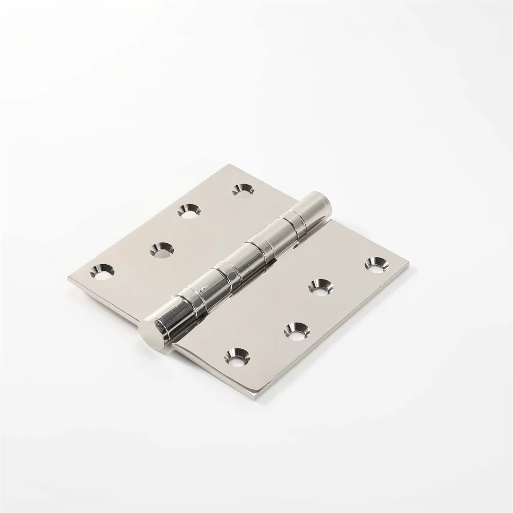 Maxery Standard 4*4 Inch Door Hinge Modern Luxury Nickel Plated 4 Bearings Brass Hinge Custom Fine Brass Hardware