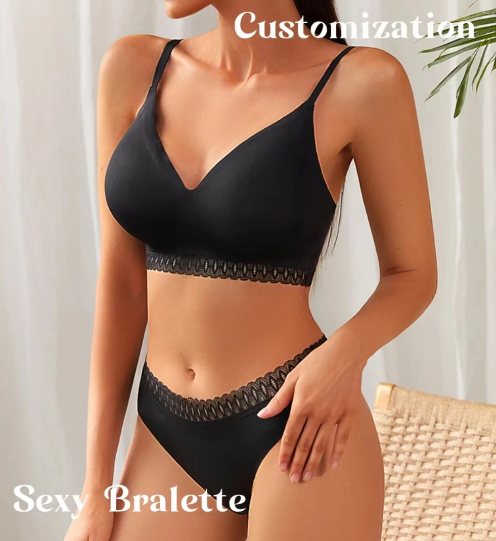seamless women wireless bra and panty set