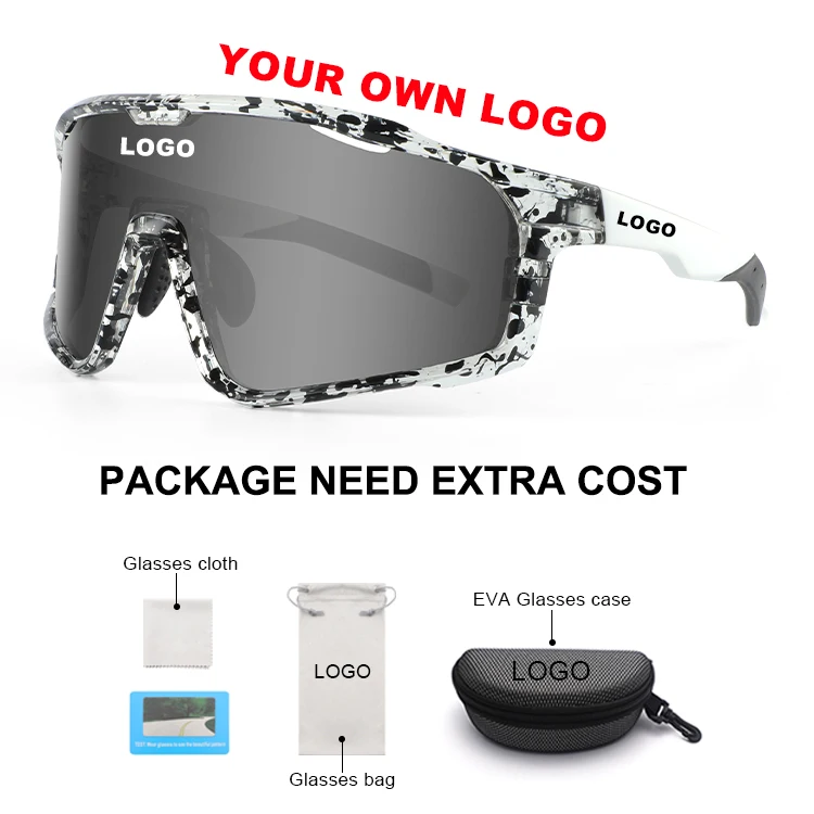 Clear Frame Wrap Around Polarized Large Mirror Bike Sunglasses Men Cycling Eye Safety Protect Sports Glasses