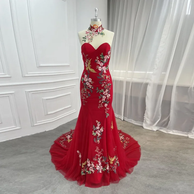 Горячая продажа Flare приталенное, с высоким воротником, азиатская традиционная свадебная одежда кружевное платье с низким вырезом на спине платье Чонсам свадебные платья