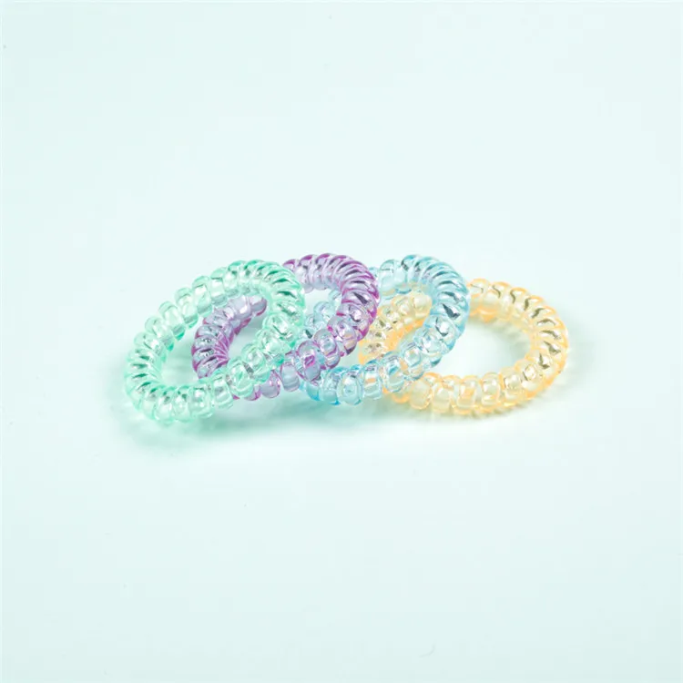 
Transparent clear tpu telephone cord line ponytail holders hair rings coils elastic hair tie 