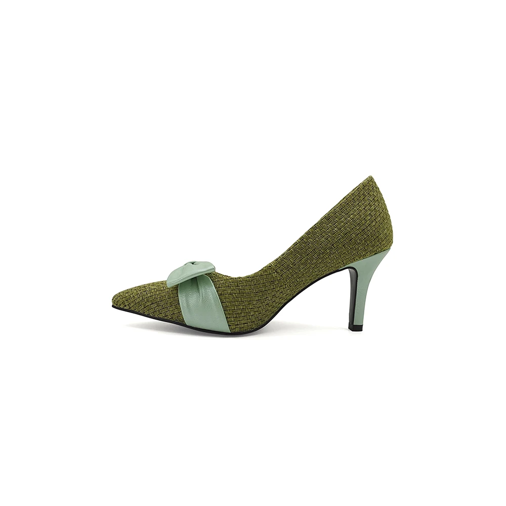 2022 New Color Onion Green Candy High Heel 7 Colors Elegant Ladies Stiletto Women Haif Shoes Wedding Pumps With Bow