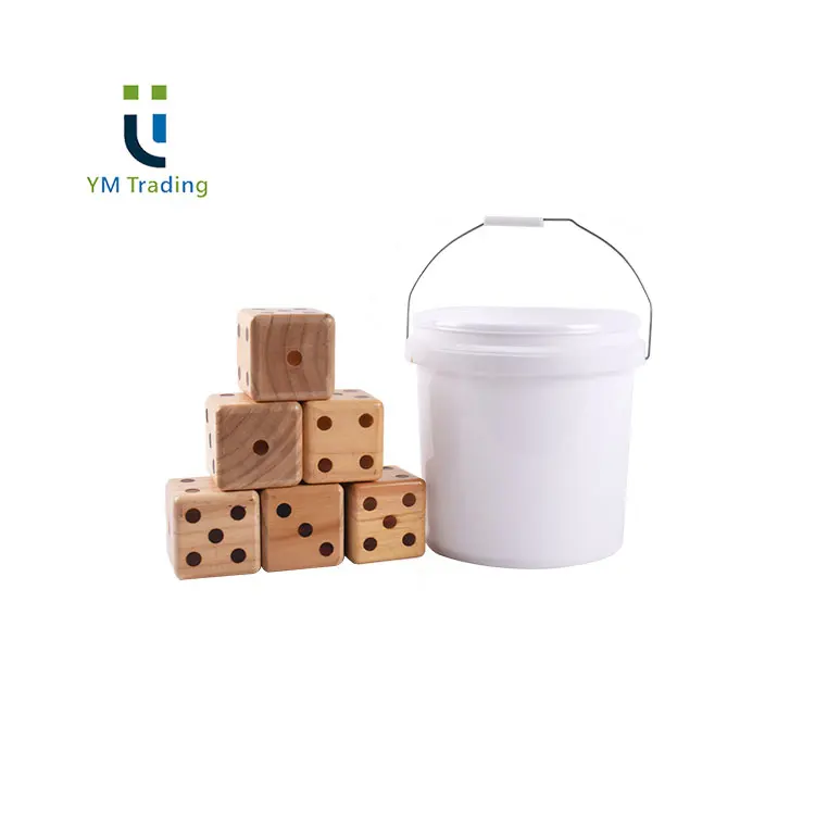 Custom Jumbo Lawn Games Set of 6 Big  Outdoor Wooden Yard Dice with Bucket