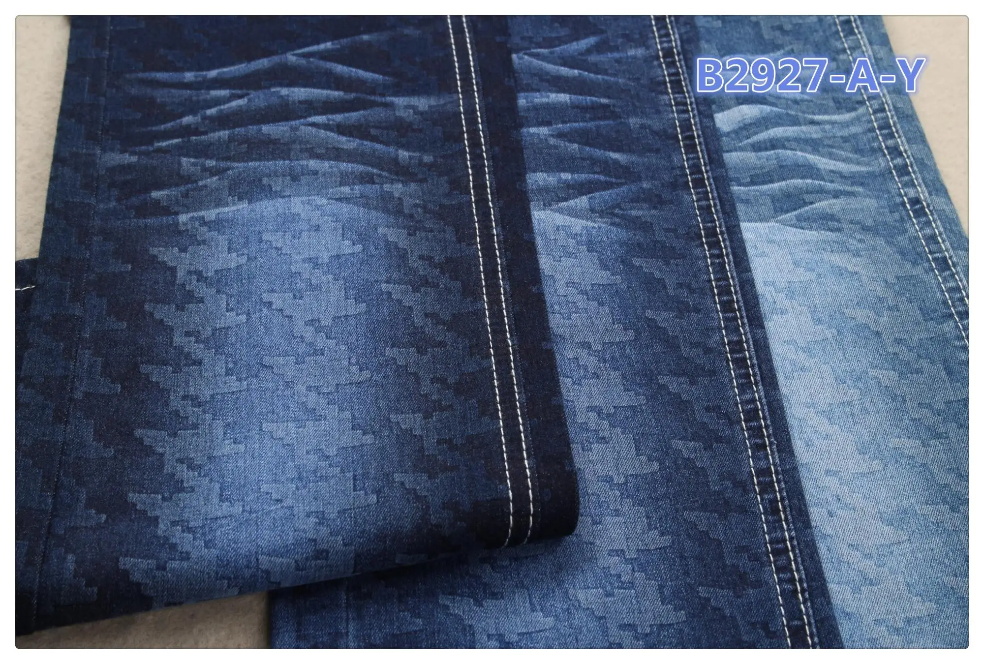 Factory price woven cotton stretch printed denim fabric for jeans