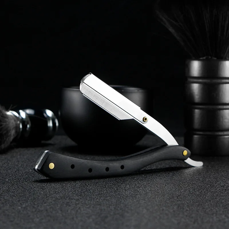 Salon Classic Men Beard Clean Face Beauty Stainless Steel Hair Folding Straight Barber Razor Professional Eyebrow Trimmer Razor