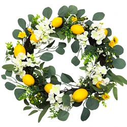 New Popular Spring and Summer Wreath Door Hanging Home Decorative Rattan and PVC Plastic Hydrangea Money Leaf Wreath