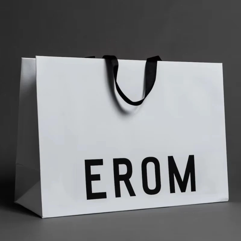 Luxury Ribbon Handle Boutique Retail Shopping Packaging Customized Printed Euro Paper Gift Bags With Logo