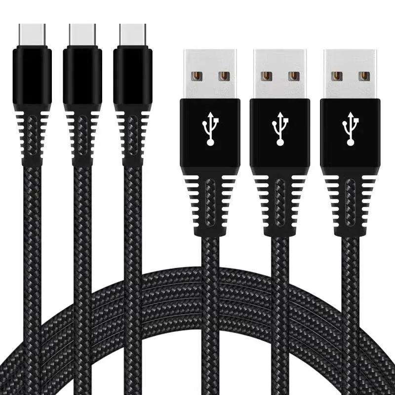 nylon braided USB-C to USB A 2.4A 3A type c fast Charger cable 2.0 type-C c-type data usb cable