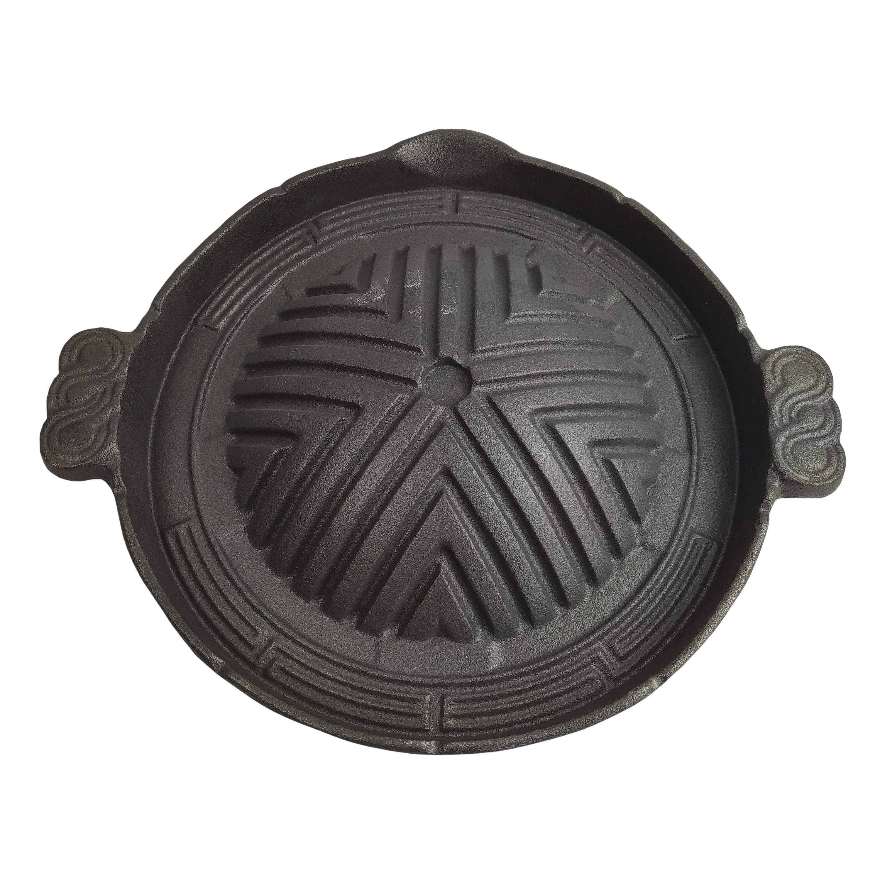 Pre-seasoned Cast Iron Mongolian BBQ Griddle Plate Round Mookata Pot