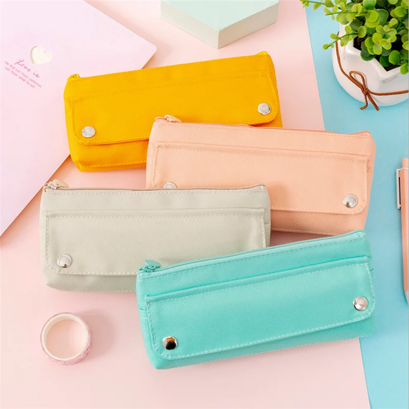 Promotion Mint Green 600d Oxford Durable Simple Style Wholesale Children Pencil Case Student Pencil Bag Pencil Pouch